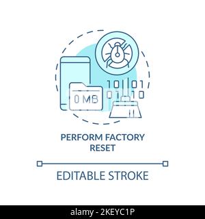 Perform factory reset turquoise concept icon Stock Vector