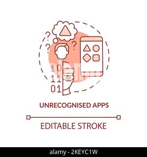 Unrecognized apps terracotta concept icon Stock Vector