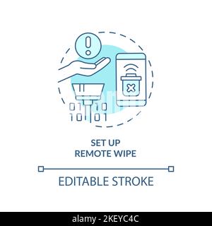 Set up remote wipe turquoise concept icon Stock Vector