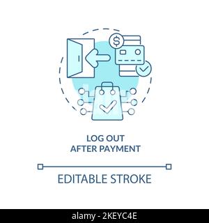Log out after payment turquoise concept icon Stock Vector