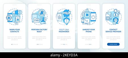 Remove hacker blue onboarding mobile app screen Stock Vector