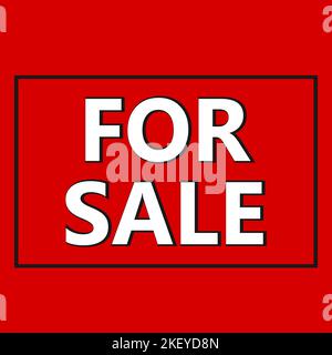 White For Sale sign vector illustration on red background. Real estate sign. Realtor sign. Stock Vector