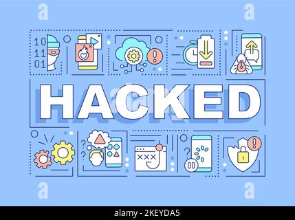 Hacked word concepts blue banner Stock Vector