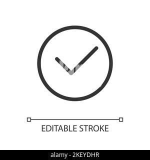 Tick in circle pixel perfect linear ui icon Stock Vector