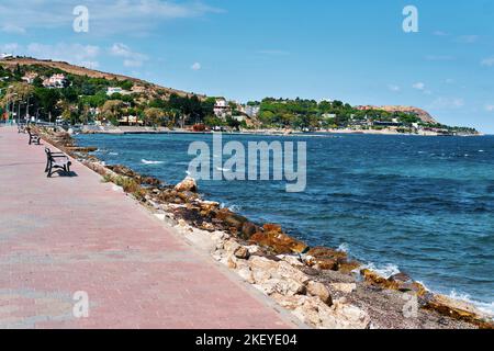 Coastline and sea at Iskele region in Urla, Izmir, Turkey. Stock Photo