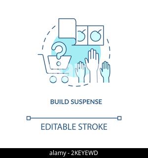 Build suspense turquoise concept icon Stock Vector