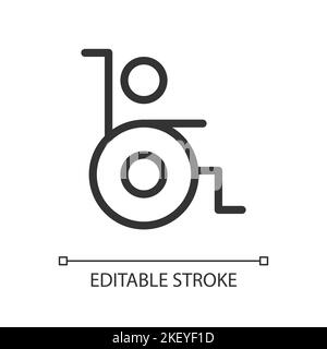 Person with disability pixel perfect linear ui icon Stock Vector