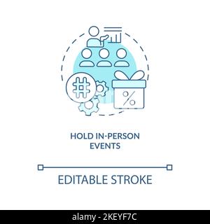 Hold in person events turquoise concept icon Stock Vector