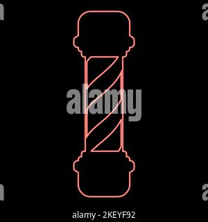 Neon barber shop pole red color vector illustration image flat style light Stock Vector