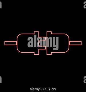 Neon socket and plug red color vector illustration image flat style light Stock Vector