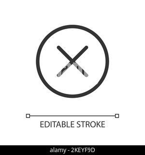 Cross in circle pixel perfect linear ui icon Stock Vector