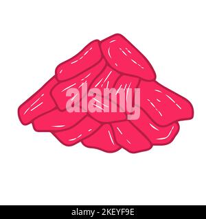 Realistic pickled ginger . Pink sushi condiment isolated on white background. Asian spice, top and side view. Sliced ginger root. Vector design Stock Vector