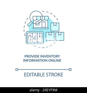 Provide inventory information online turquoise concept icon Stock Vector