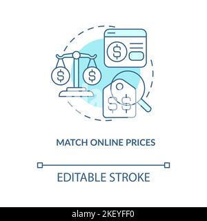 Match online prices turquoise concept icon Stock Vector