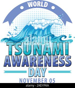 World Tsunami Awareness Day Logo Design illustration Stock Vector