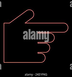 Neon pointing hand red color vector illustration image flat style light Stock Vector