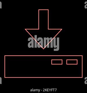 Neon download to server red color vector illustration image flat style light Stock Vector