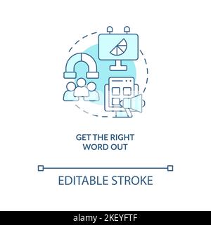 Getting right word out turquoise concept icon Stock Vector