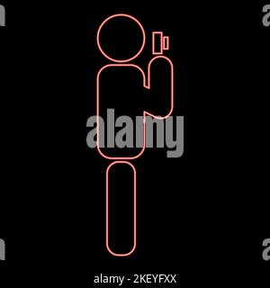 Neon photographer stick red color vector illustration image flat style light Stock Vector