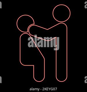 Neon doctor examines patient red color vector illustration image flat style light Stock Vector