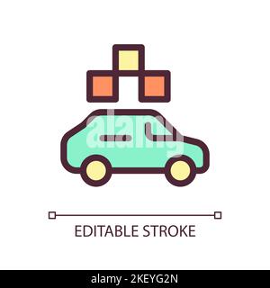 Taxi with checker pixel perfect RGB color ui icon Stock Vector