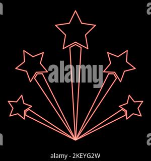 Neon salute firework red color vector illustration image flat style light Stock Vector