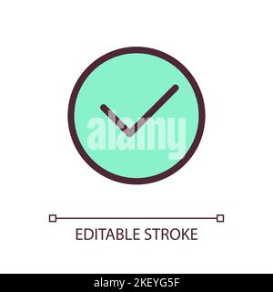 Tick in circle pixel perfect RGB color ui icon Stock Vector
