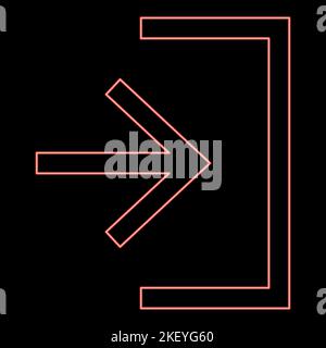 Neon entry input enter door red color vector illustration image flat style light Stock Vector