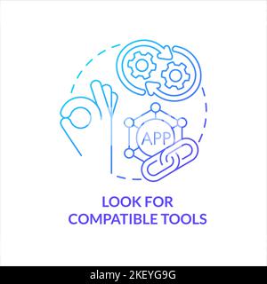 Look for compatible tools blue gradient concept icon Stock Vector