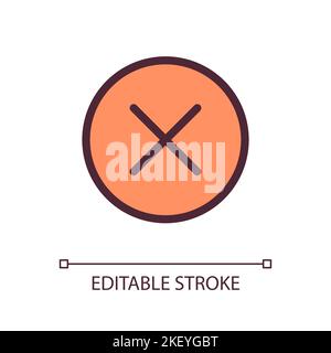 Cross in circle pixel perfect RGB color ui icon Stock Vector