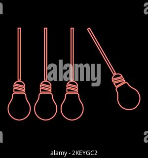 Neon concept of creativity light bulb different from other lamps red color vector illustration image flat style light Stock Vector
