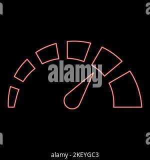 Neon speedometer red color vector illustration image flat style light Stock Vector