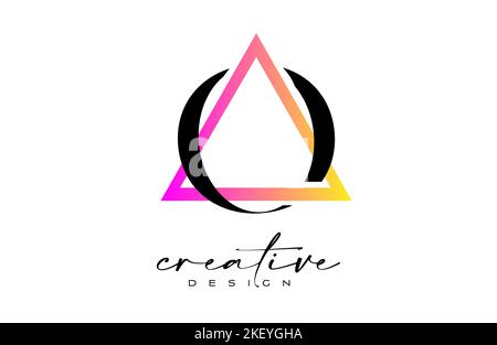 Letter O Logo inside a Triangle with creative Cut Design. Serif Letter Icon Vector Logo illustration. Stock Vector