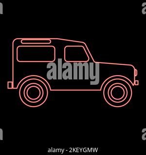 Neon off road vehicle red color vector illustration image flat style light Stock Vector
