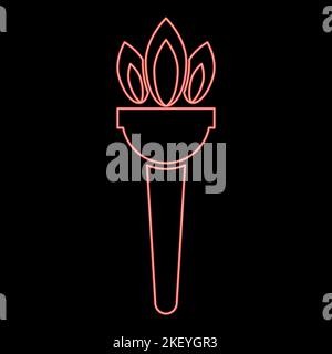 Neon torch flambeau red color vector illustration image flat style light Stock Vector