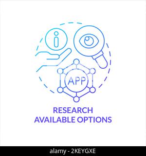 Research available options blue gradient concept icon Stock Vector