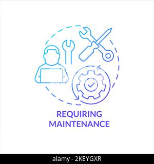 Require maintenance blue gradient concept icon Stock Vector