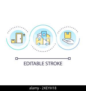 Package at doorstep loop concept icon Stock Vector