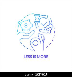 Less is more blue gradient concept icon Stock Vector