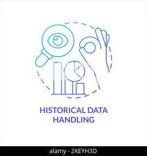 Historical data handling blue gradient concept icon Stock Vector