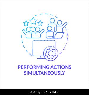 Performing actions simultaneously blue gradient concept icon Stock Vector