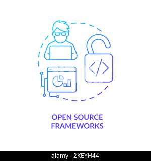 Open source frameworks blue gradient concept icon Stock Vector