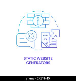 Static website generators blue gradient concept icon Stock Vector