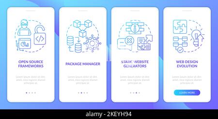 Best trends in digital industry blue gradient onboarding mobile app screen Stock Vector