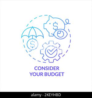 Consider your budget blue gradient concept icon Stock Vector