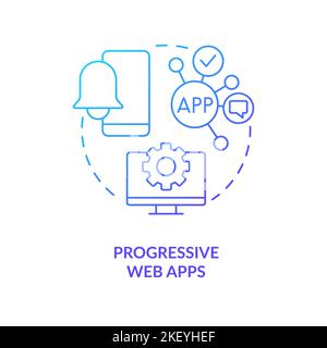 Progressive web apps blue gradient concept icon Stock Vector