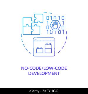 No code development blue gradient concept icon Stock Vector