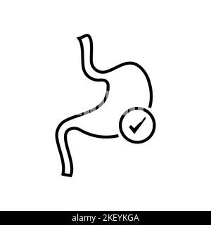 Stomach and check mark. Symbol of good digestion. Isolated vector illustration Stock Vector