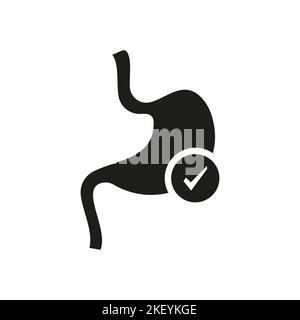 Stomach and check mark. Symbol of good digestion. Isolated vector illustration Stock Vector