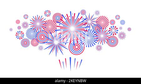 Fireworks illustration isolated on white background. Vector festive background Stock Vector